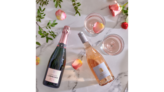 A bottle of rosé wine and rosé champagne from Wickhams - our pick of one of the best Valentine's Day hampers 2022