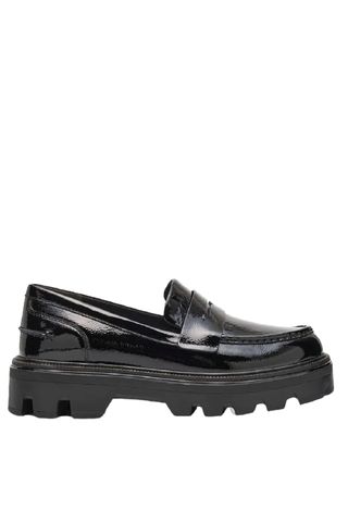 Quinn Patent-Leather Lug-Sole Penny Loafers