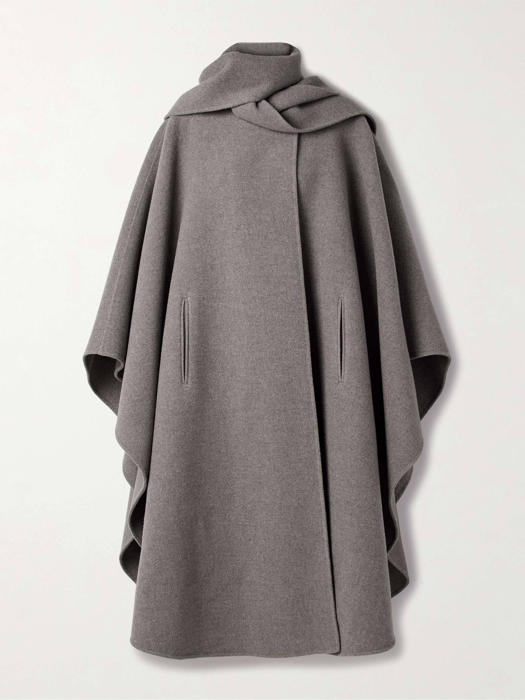 Justino Scarf-Detailed Cape-Effect Wool Coat