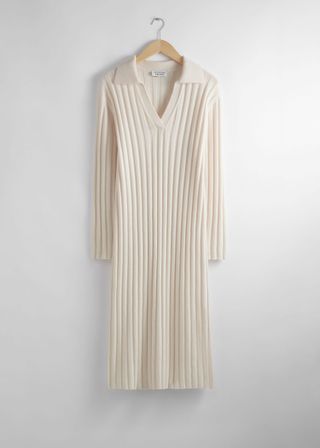 & Other Stories, Collared Rib-Knit Midi Dress