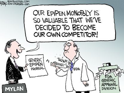 Editorial cartoon U.S. Epipen generic brand