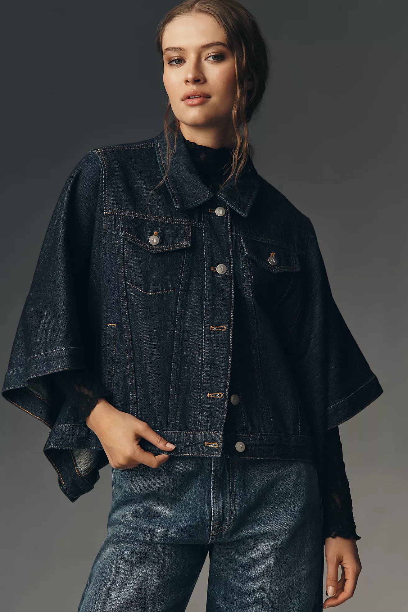 The Weston Cape Denim Boyfriend Jacket by Pilcro