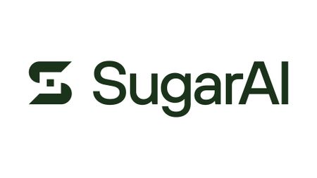 SugarAI logo and branding in green coloring imposed over a white background.