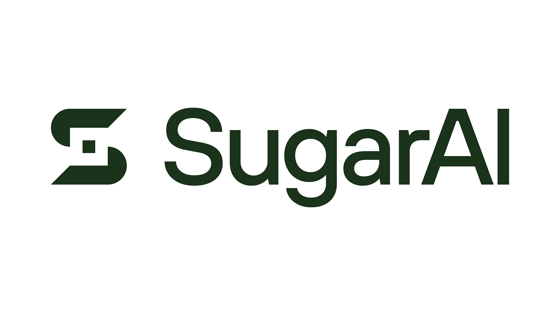 SugarAI logo and branding in green coloring imposed over a white background.