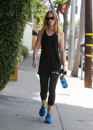 Emily Blunt is seen heading to the gym on August 05, 2015 in Los Angeles, California