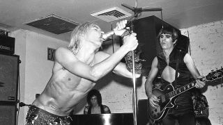 Iggy Pop performing with the Stooges at Max's Kansas City, New York, 31st July 1973. (L-R): Iggy Pop, pianist Scott Thurston, guitarist James Williamson