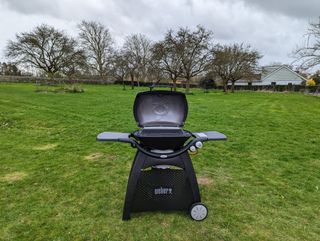 weber q 3200 fully assembled with the hood open