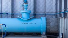 A pipe running through the water desalination plant in Carlsbad, California. 