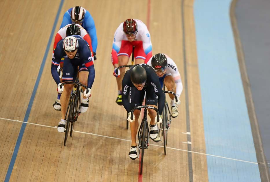 Sam Webster in the keirin