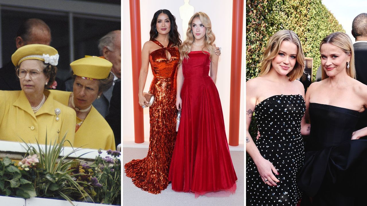 L-R: Queen Elizabeth II and Princess Anne, Salma Hayek and Valentina Pinault, Ava Phillippe and Reese Witherspoon