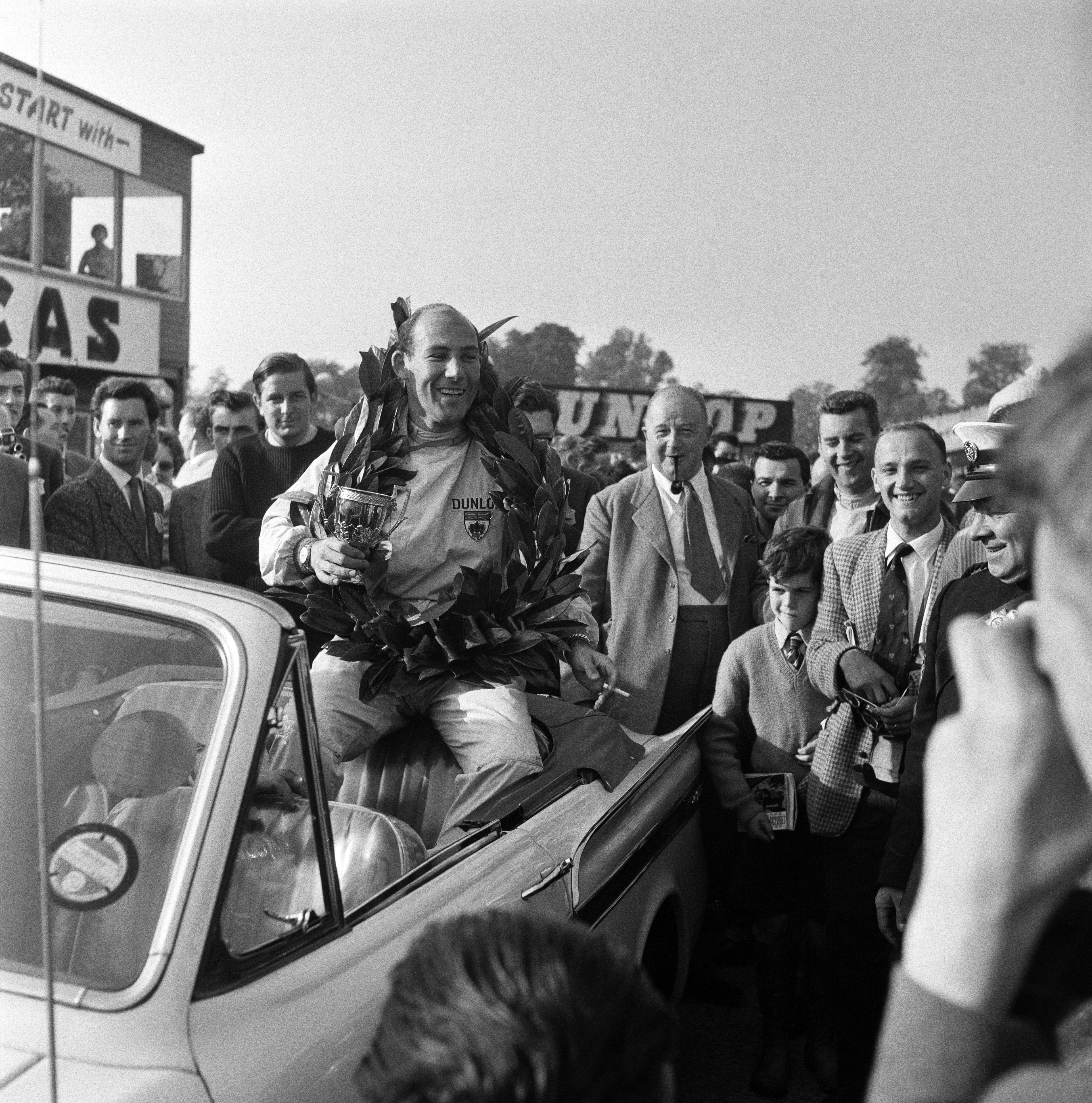 Stirling Moss wins the Gold Cup race at Oulton Park