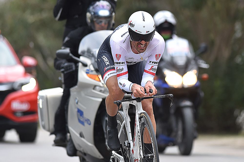 Fabian Cancellara (Trek Segafredo) on his way to winning the final time trial at Tirreno-Adriatico