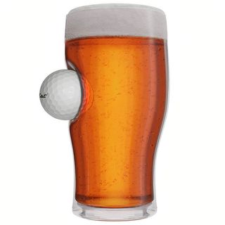 Beer Glass With Real Golf Ball Embedded