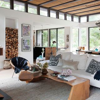living room with sofa and coffee table