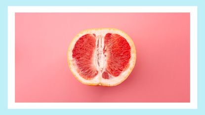 A grapefruit meant to symbolize a vagina