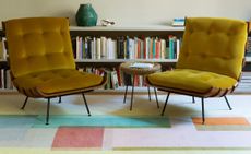 Witton rug in burnt ochre to lilac and pink