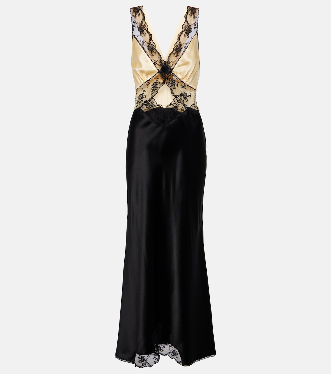 Aries Lace-Trimmed Cutout Silk Maxi Dress