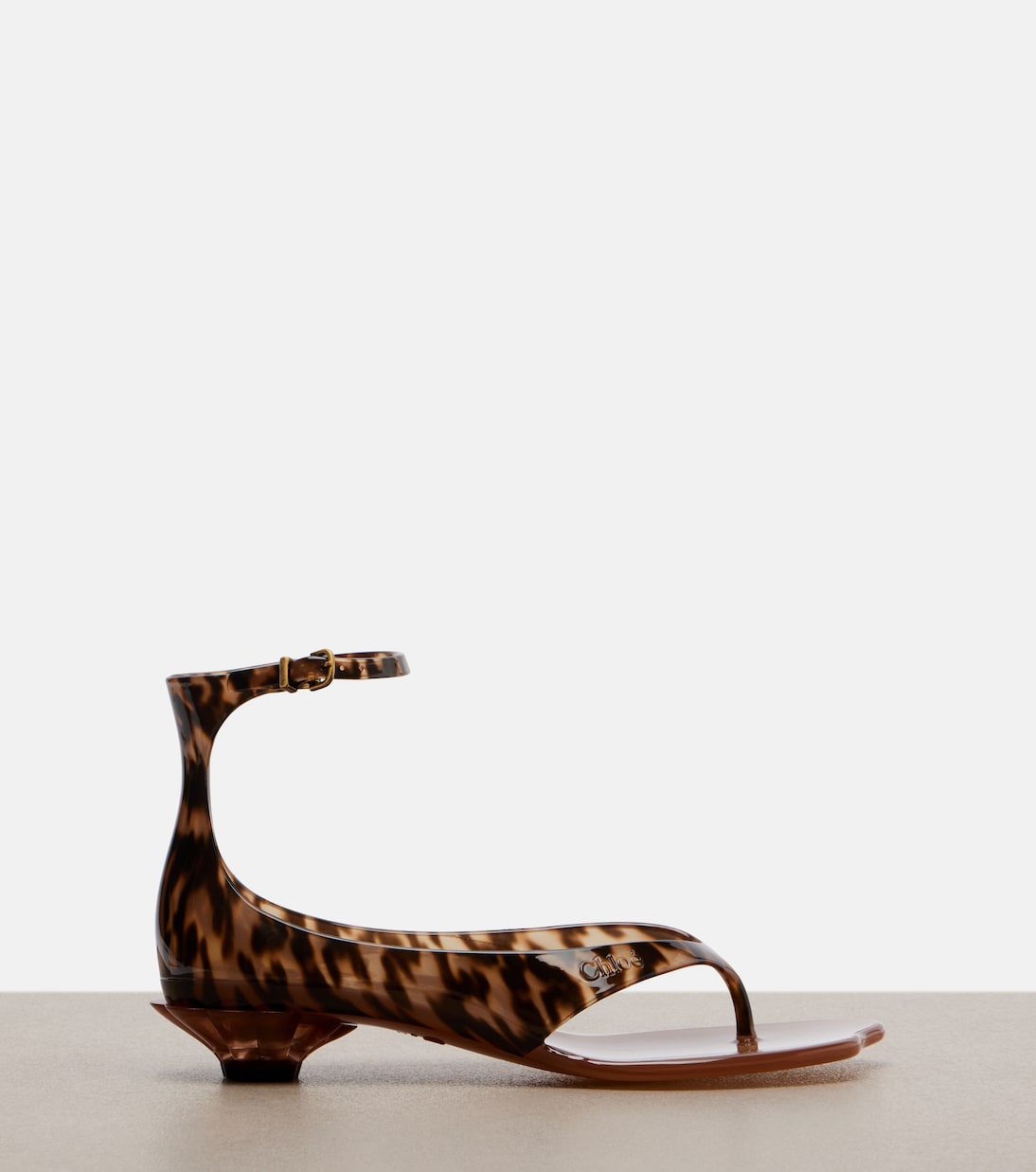 Chloé Jelly Animal-Print Thong Sandals in Brown - Chloe