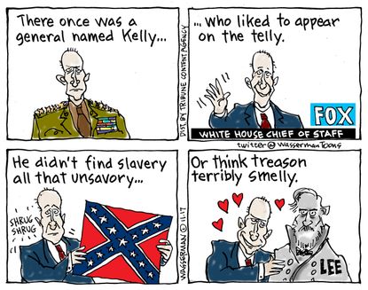 Political cartoon U.S. John Kelly Civil War speech Confederate flag