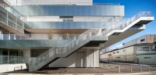 Sukagawa Community Center with its cascading, sculptural external staircase