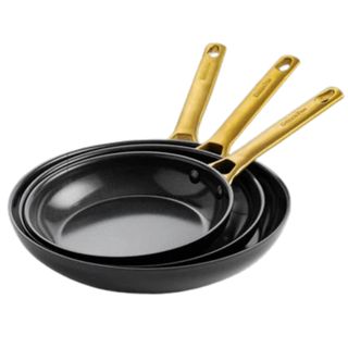 Padova frying pan set in black and gold