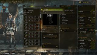 Monster Hunter Wilds - The Forge/Upgrade Armor UI showing Low Rank and High Rank gear options that can be upgraded with Armor Spheres.