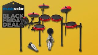Alesis Nitro Mesh Special Edition electronic drum set on a yellow background