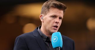BT Sport presenter Jake Humphrey during the Premier League match between Chelsea and Manchester City at Stamford Bridge on September 25, 2021 in London, England.