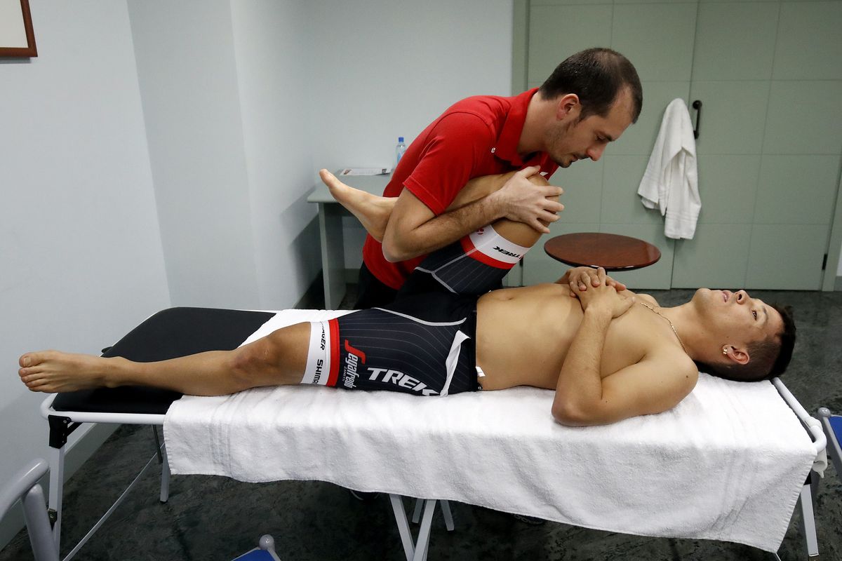 Julian Arredondo gets looked after by the physio