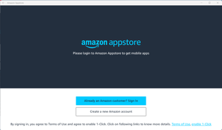 Amazon Appstore on Windows 11 main login page