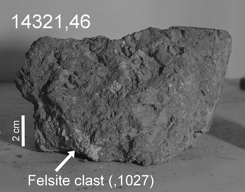 Moon rock with felsite clast