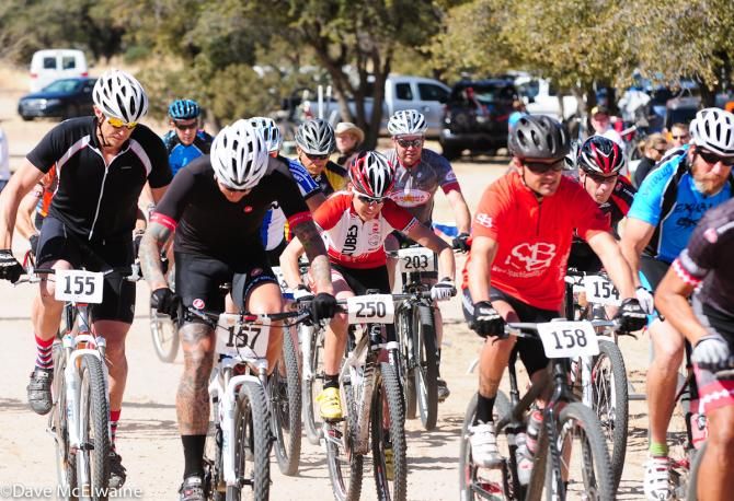 Krista Park (Cannondale-NoTubes) is dwarfed by the men in the singlespeed class