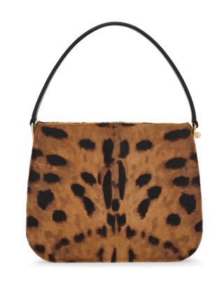 Small Semi-Rigid Leopard-Print Tote Bag