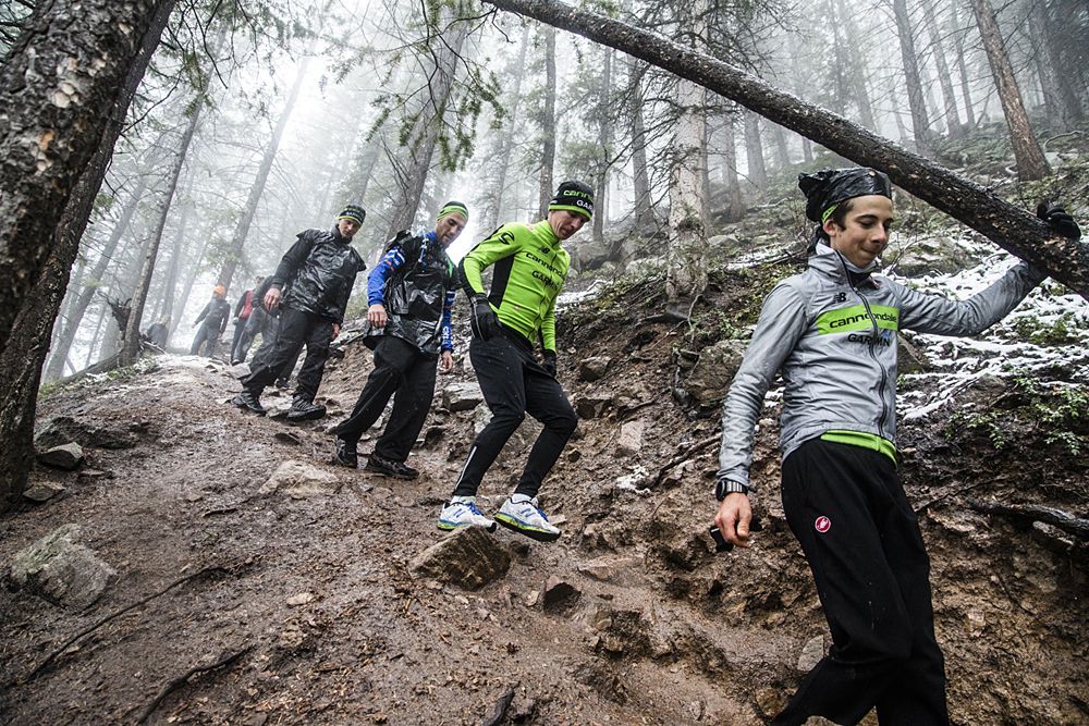 The riders took to hiking when the weather turned bad