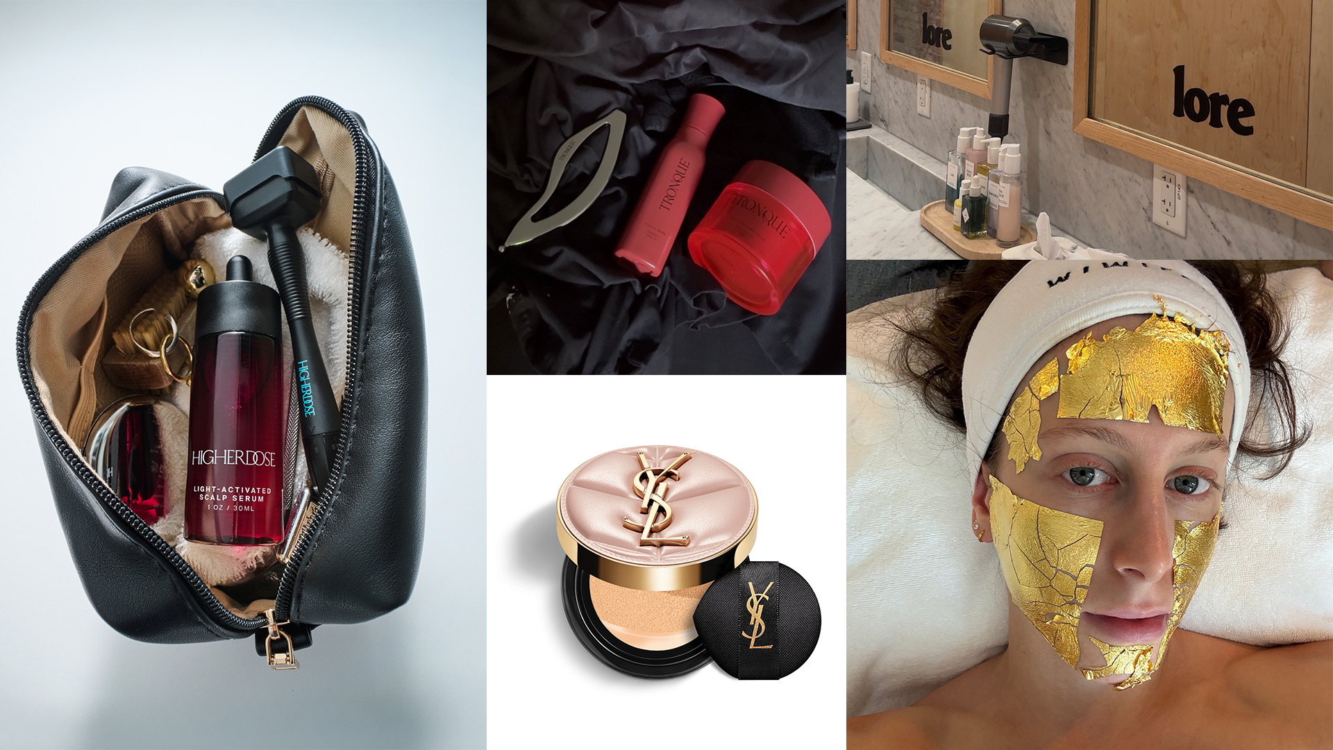 Photo collage of Jamie Schneider's favorite beauty treatments and products
