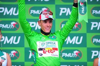 Philippe Gilbert (Omega Pharma-Lotto) moved back into the green jersey at Super-Besse.