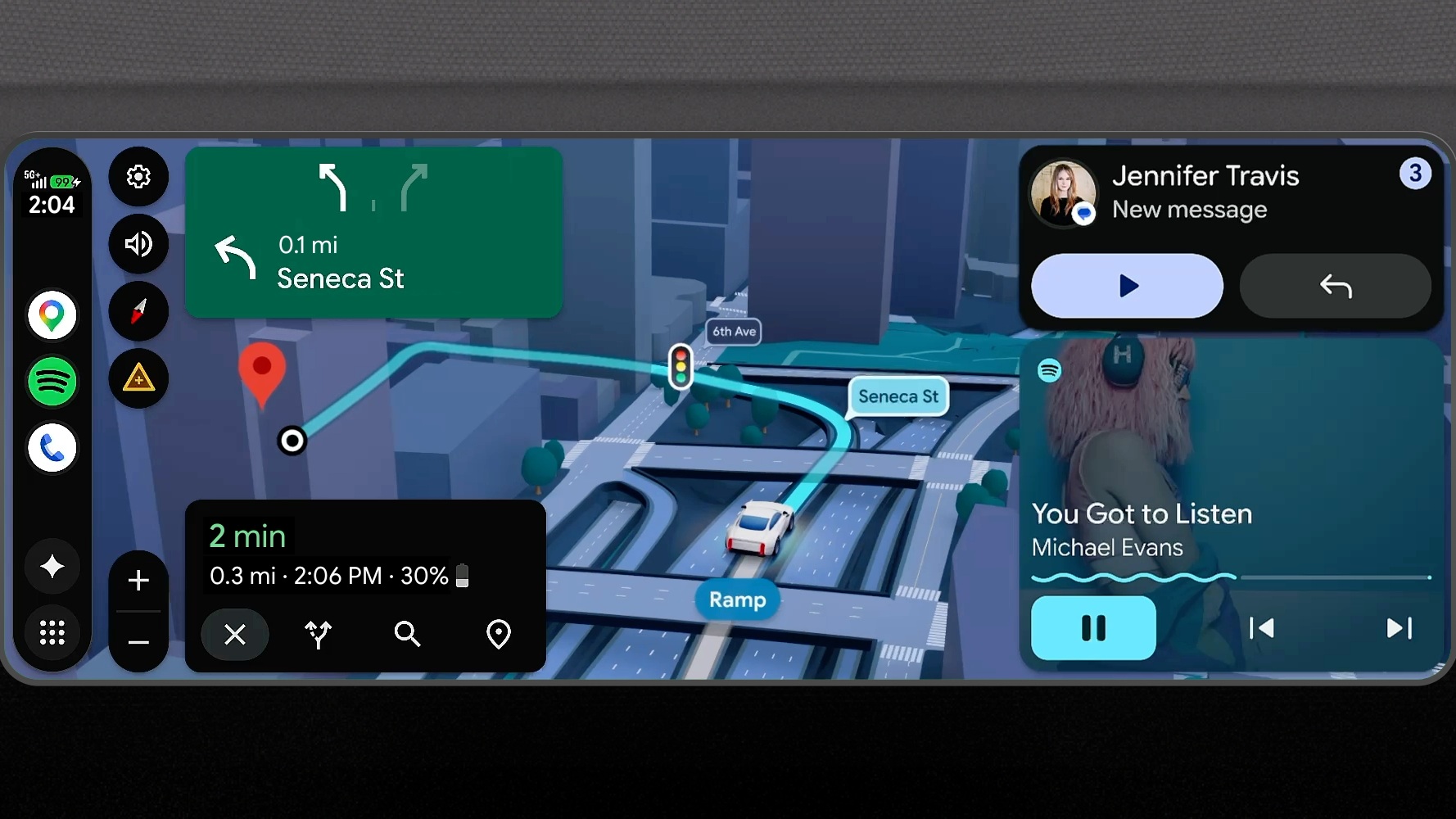 Google maps receives a visual update for Android Auto, introducing "Immersive Navigation" for a more robust 3D view of the world around your car.