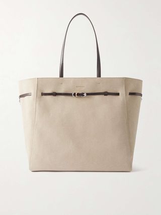 Voyou Buckle-Embellish Leather-Trimmed Canvas Tote