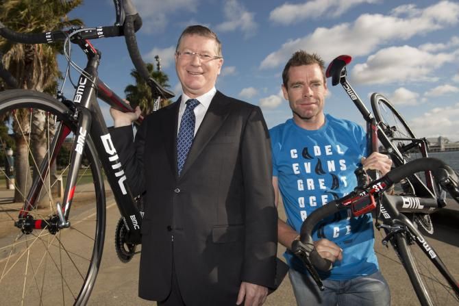 Cadel Evans &amp; Victorian Premier Dennis Napthine at the launch of the Cadel Evans Great Ocean Road Race
