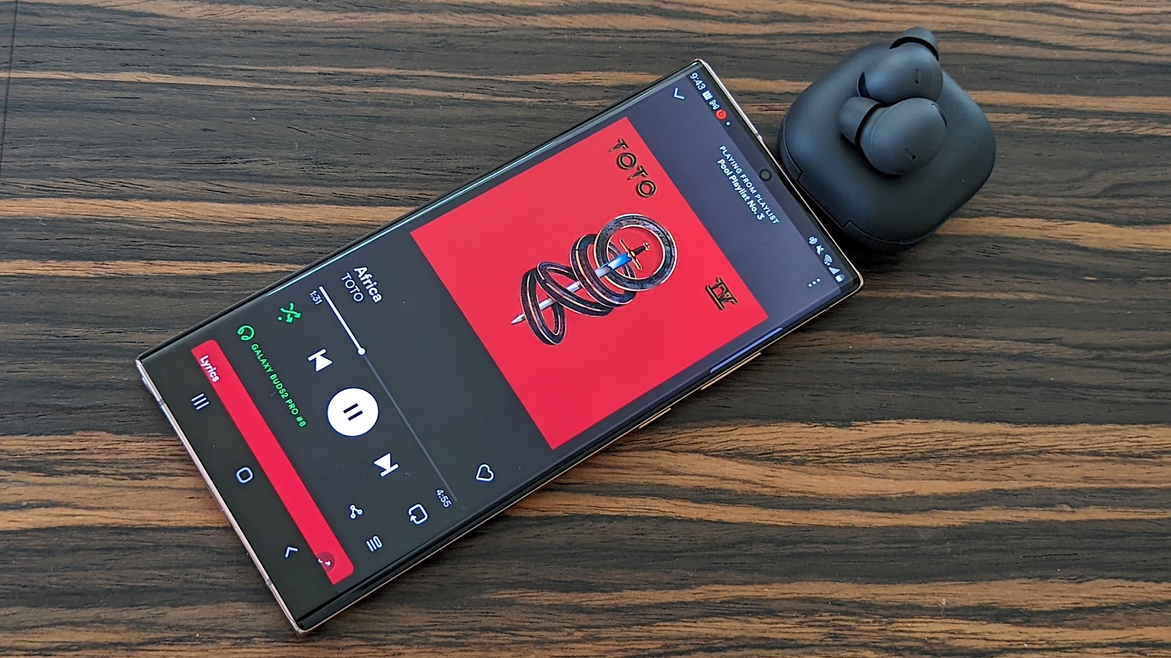 Toto's "Africa" playing on the Samsung Galaxy Buds 2 Pro