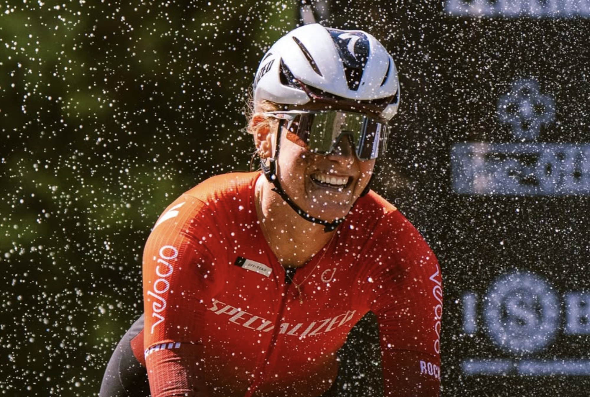 Geerike Schreurs of Specialized Off-road celebrates victory at The River in Belgium and secures Gravel Earth Series overall