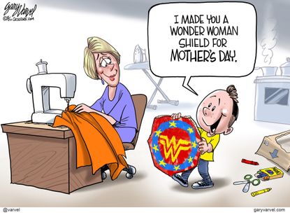 Editorial Cartoon U.S. mothers day wonder woman