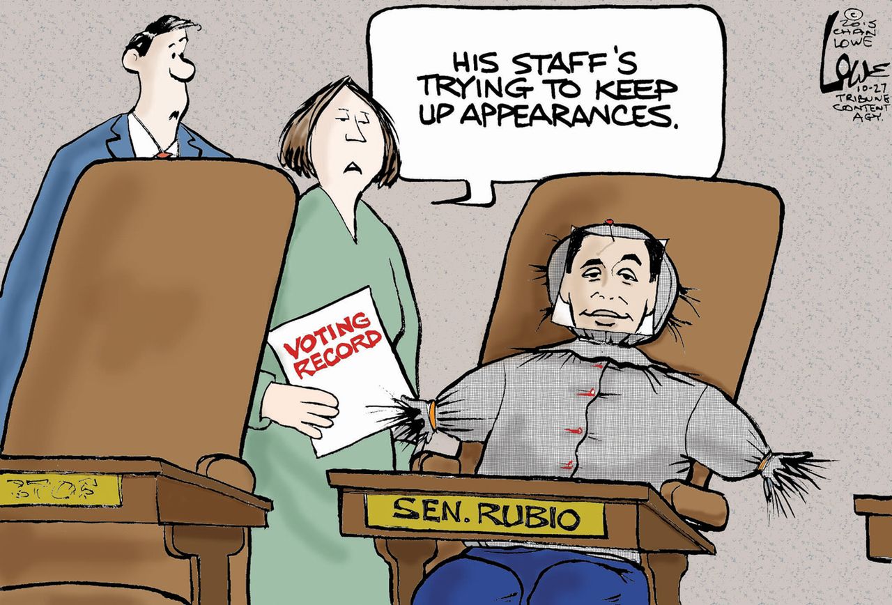 Political cartoon U.S. Marco Rubio Voting Record