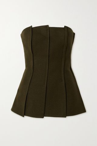 Strapless Paneled Twill Bustier Top