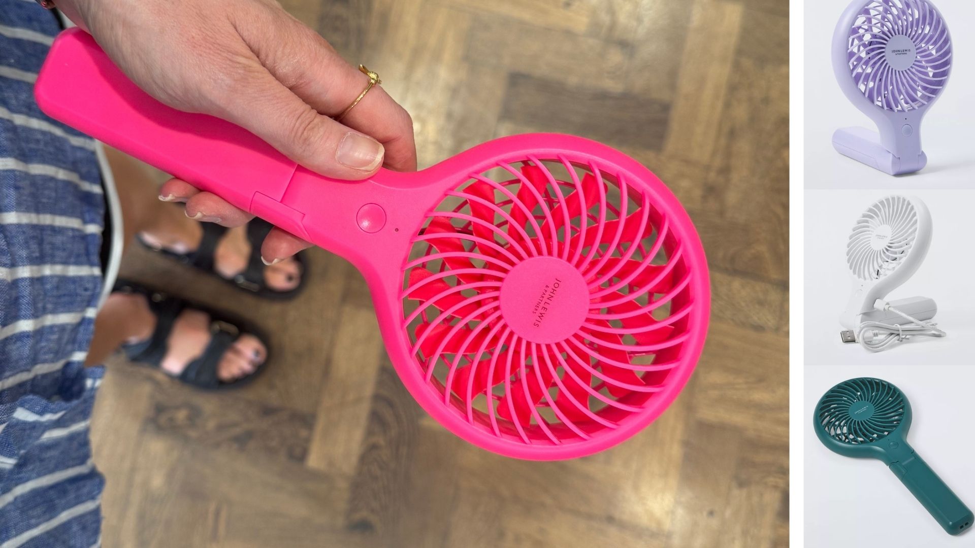 Fluro pink John Lewis handheld fan