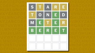 Wordle answer 834 on a yellow background