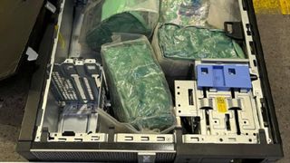 A large amount of packaged methamphetamine smuggled inside a PC case