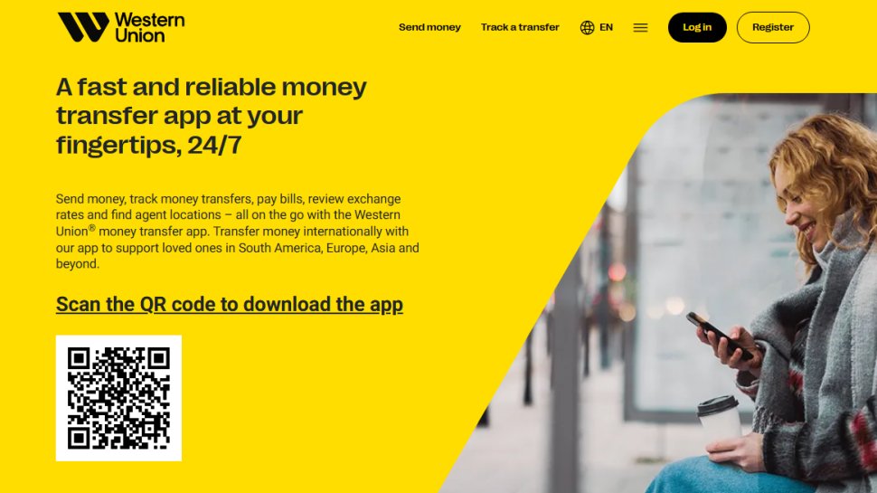 Website screenshot of Western Union (October, 2025)