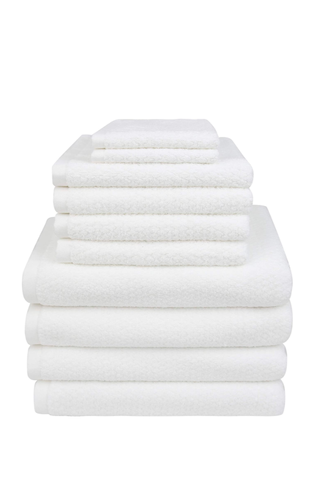 Diamond Jacquard White Bath Towel Set 