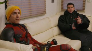 Ryan Reynolds and Rob McElhenney chatting on the Deadpool 3 set in FX's Welcome to Wrexham